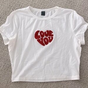 Red Heart Love You Women’s Tee Shirt Graphic Baby Tee